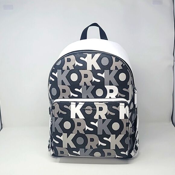 New! Michael Kors Cooper MK Signature Black Multi Commuter Backpack - Picture 1 of 9